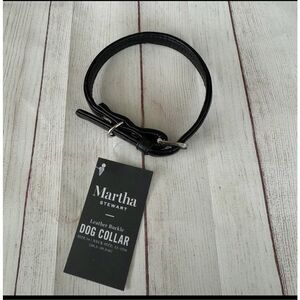NWT Martha Stewart leather buckle Dog Collar, black, neck size 12-15”